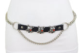 Silver Metal Chain Rocker Gothic Fashion Belt Pirate Skull Charms XS S M
